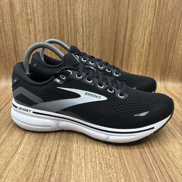 Brooks Ghost 15 Running Shoes Black/Blackened Pearl/White US Women 8 B New - Picture 1 of 8